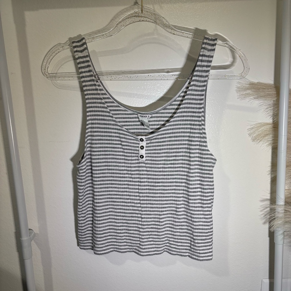 Forever 21 Black and White Striped Tank Top